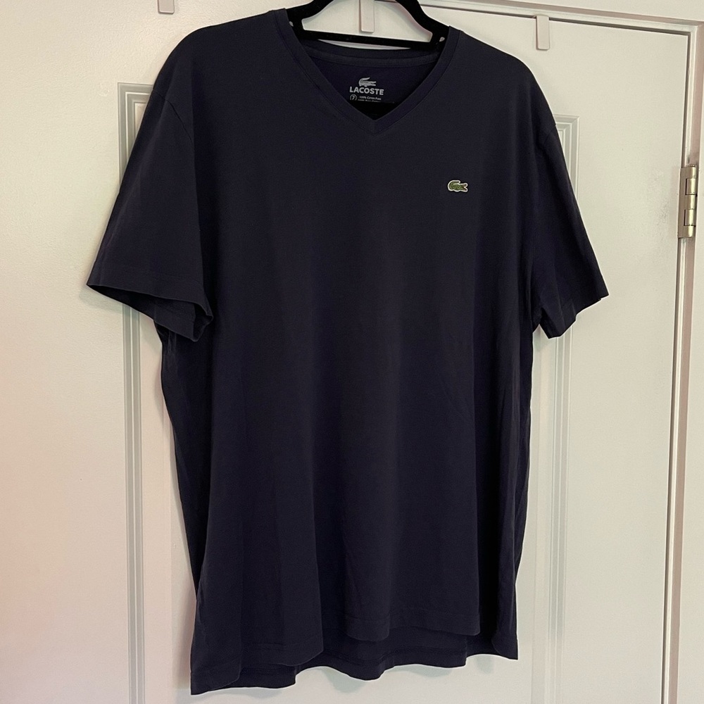 Perfect Condition Navy Blue Lacoste V Neck Tee
